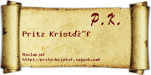 Pritz Kristóf névjegykártya